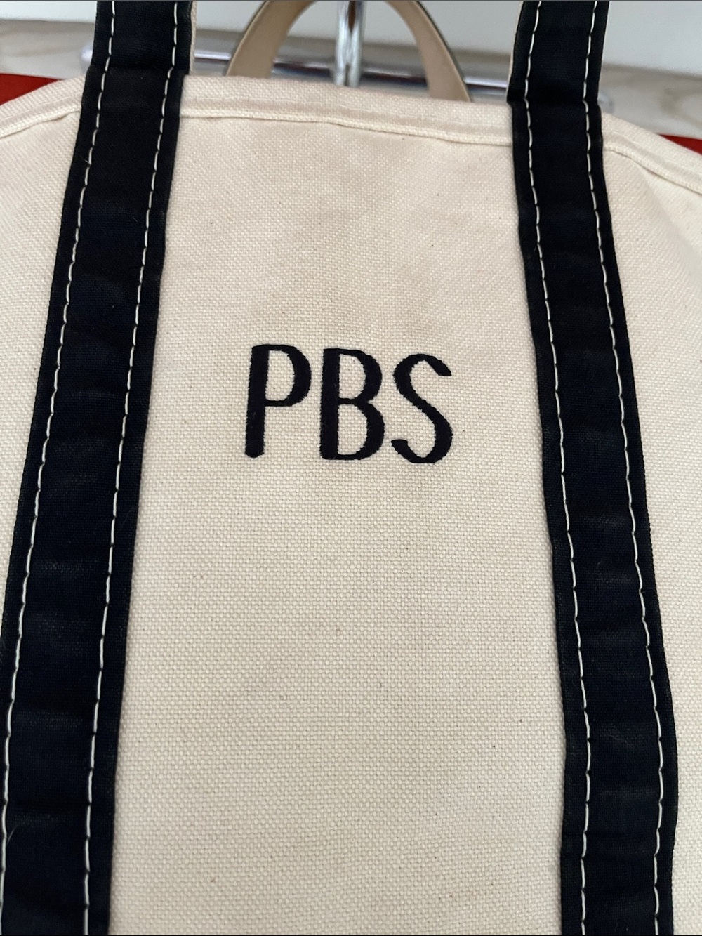 L.L. Bean Natural Canvas Tote with Black trim - Picture 4 of 4